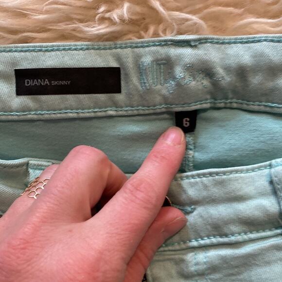 Kut from the Kloth Diana Skinny Mint Green Denim Jeans EUC Sz 6 Stretchy Midrise - Picture 2 of 11